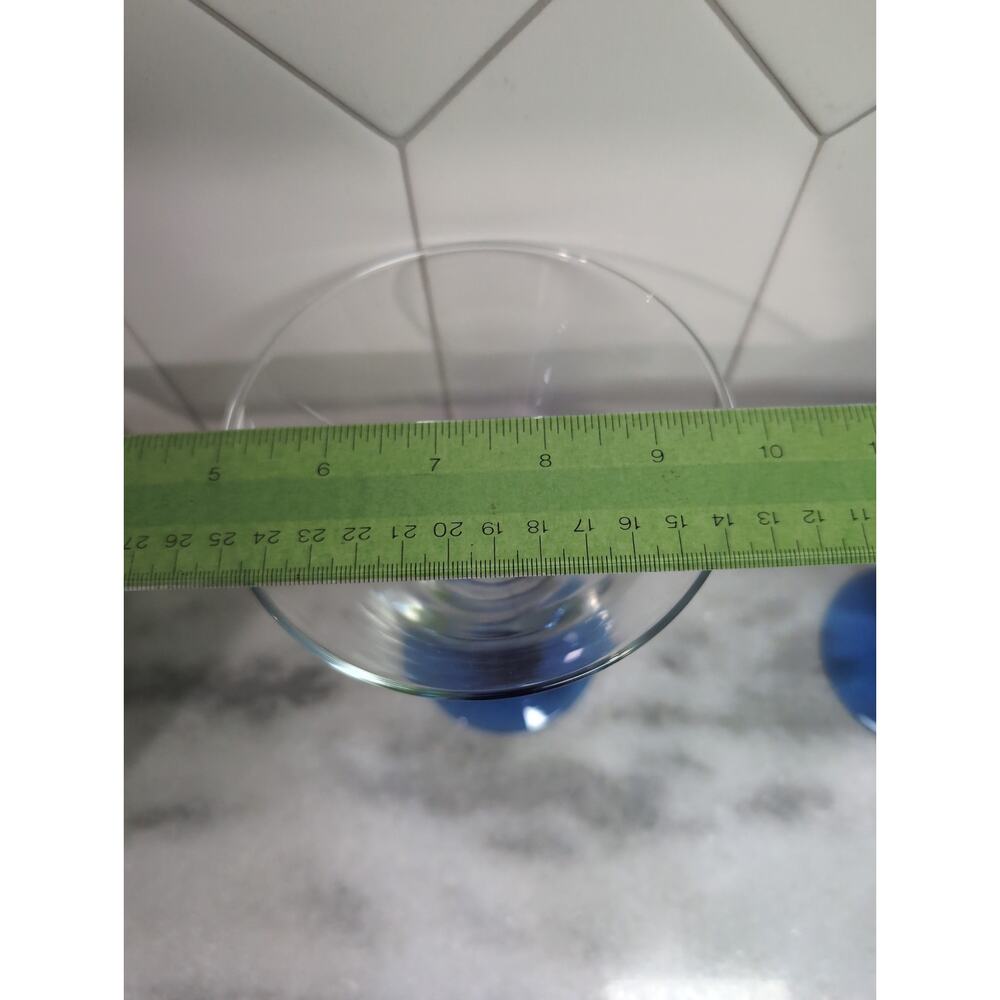 Libbey Metropolis Cobalt Blue Margarita Glasses, Set Of 2, Ball‎ Stem Glassware - Picture 9 of 9